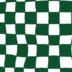 Hand Drawn Checkerboard Pattern (forest green/white)