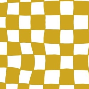 Hand Drawn Checkerboard Pattern (mustard yellow/white)