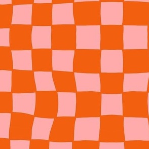 Hand Drawn Checkerboard Pattern (orange/pink)