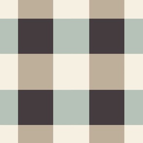 Blue and brown gingham pattern large scale