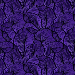 Crowded Leaves Line Art in Indigo