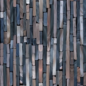 Capiz Geometric Navy Blue Striped Stones - Large Scale