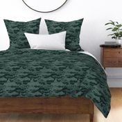 Cozy Night Sky Monochromatic Jasper Green Small- Full Moon and Stars Over the Clouds- Dark Green- Emerald- Relaxing Home Decor- Moody Wallpaper Large Scale