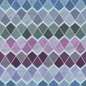 Modified Harlequin Mosaic Tiles in Violet, Slate, and Blue