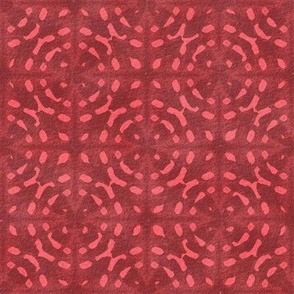 Batik Block Print Concentric Circles in red on red