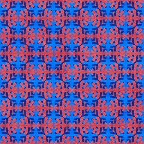 Batik Block Print Blue and Red