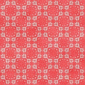 Batik Block Print Boxes, red on gray