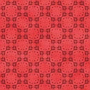 Batik Block Print Boxes, red on red