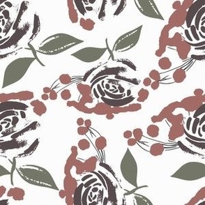 burgundy roses (6" fabric / 4.5" wallpaper)