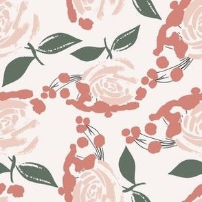 Peach Roses (6" fabric / 4.5" wallpaper)