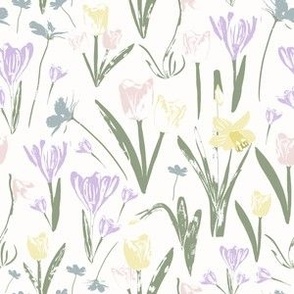 Cream Spring Floral (6" Fabric / 4.5" Wallpaper)