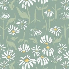Small Boho Daisy Floral (Green)(5.25"/6")