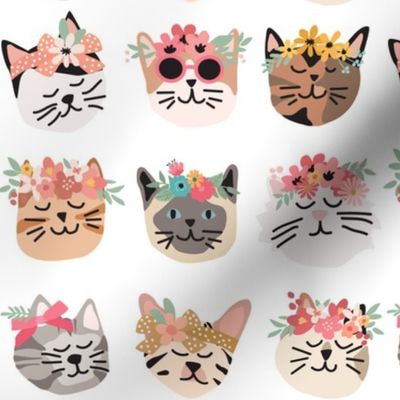 Kitty Cats with Flower Crowns - 2 inch