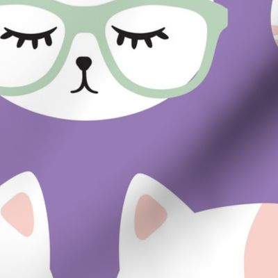 (jumbo scale) cat faces - pink/purple/mint - C23