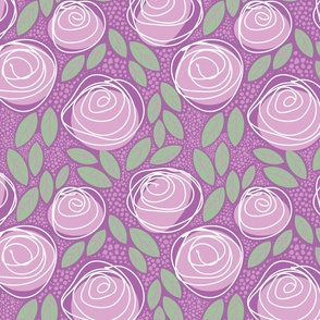 Rose Garden Linework 2- Dark Lilac + White