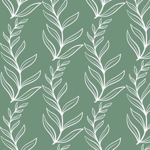 White Line Art Ferns on Muted Turquoise