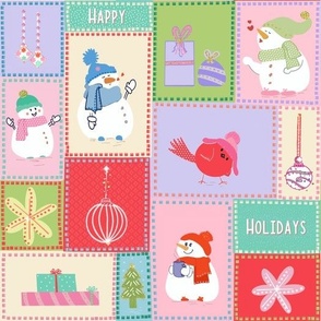 Stamp style snowman collection 