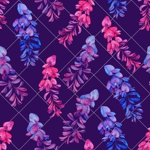Watercolor Wisterias | Pink, Purple and Blue color palette