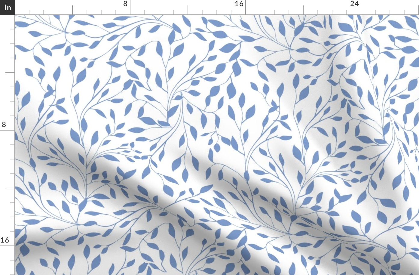 Delicate Leafy Vines in Wedgewood Blue on White - Coordinate