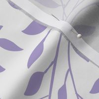 Delicate Leafy Vines in Digital Lavender on White - Coordinate