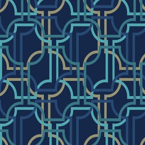 Overlapping Trellis - Navy