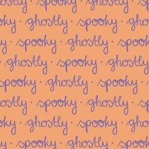 Spooky ghostly cute Halloween typography words light orange