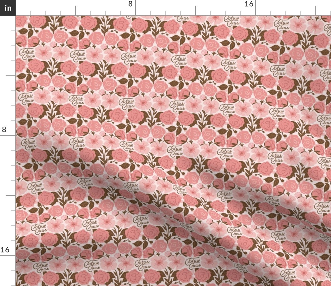 "Totus Tuus Pink Flower Pattern: Stitching in the Footsteps of Saint Pope John Paul II's Devotion to Our Lady", (Totus Tuus means "Totally Yours" in Latin)
