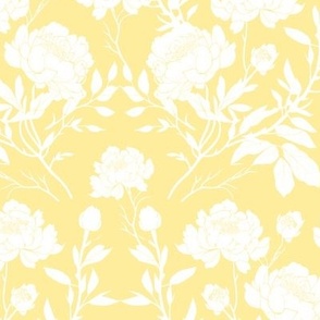 Soft Yellow Peony Silhouette