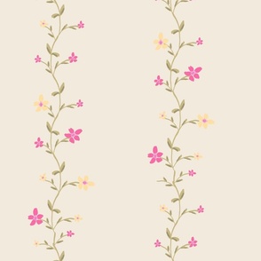 Pink and yellow floral vines-Large