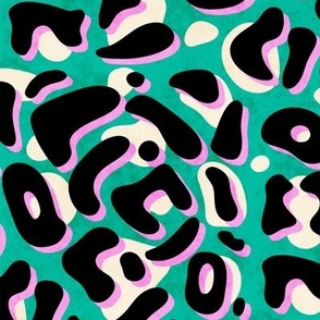 Modern Abstract Animal Print, Cheetah / Green and Purple Version / Medium Scale