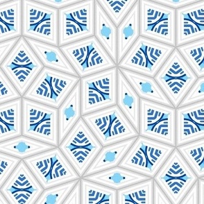 Blue Dimensional Delights - A Collection of Abstract Mosaic Pattern Designs