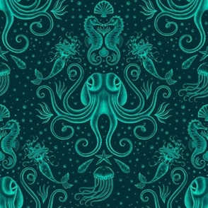 Ocean Damask teal