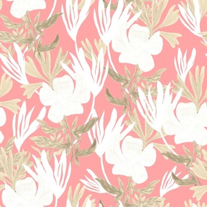 Decorative flowers on a pink background