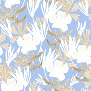 Decorative flowers on a blue background