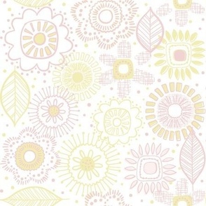 vintage floral yellow and  pink