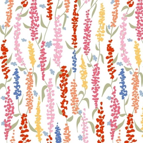Colorful wild flowers on a  fresh white background  - medium scale