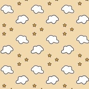 Clouds and stars on peach