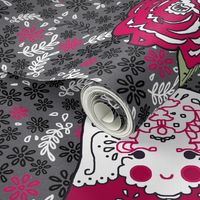 Babushka doll with roses embroidery template