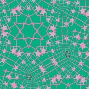 Gisey Leila - green pink abstract art design fabric pattern