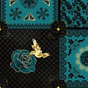 Teal Black and Gold Glam Grid 1