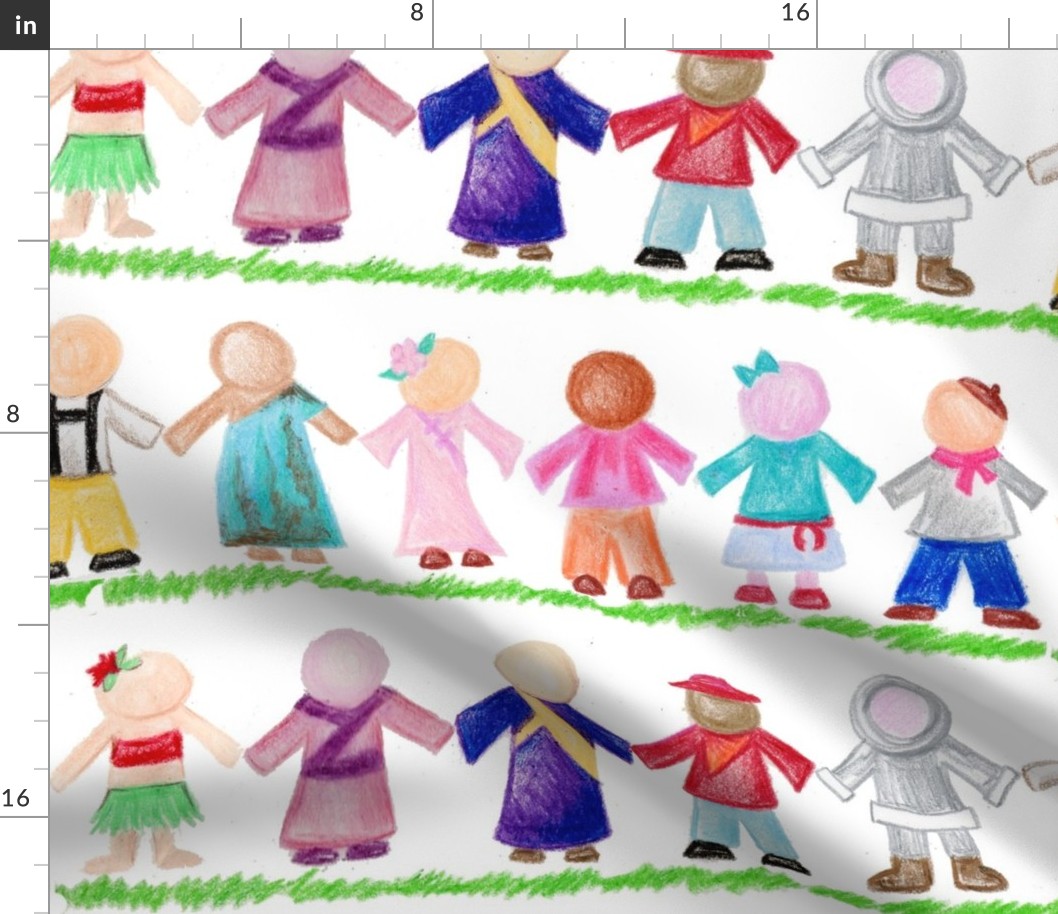 International Children Paper Dolls in Crayon