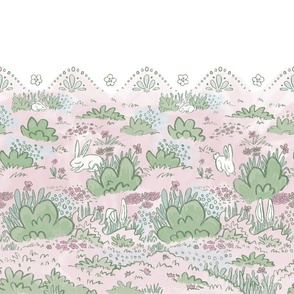 Bunnies and Wildflowers Border Print