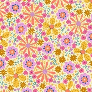 Joyful Meadow Floral - Yellow - Pink - Lavendar - Small Scale