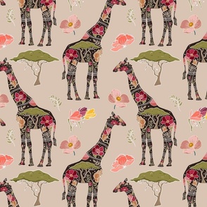 Floral Giraffe Silhouette - Boho (medium)