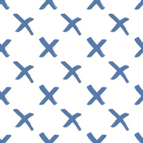 Everywhere: X Marks Blue on White