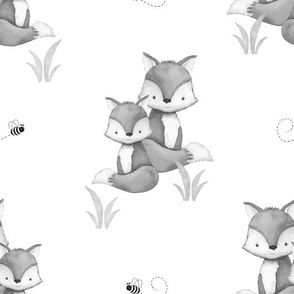 Gray Woodland Animals Fox