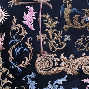 Vintage Baroque Bohemian Elegance With Flamingo In Pink And Blue