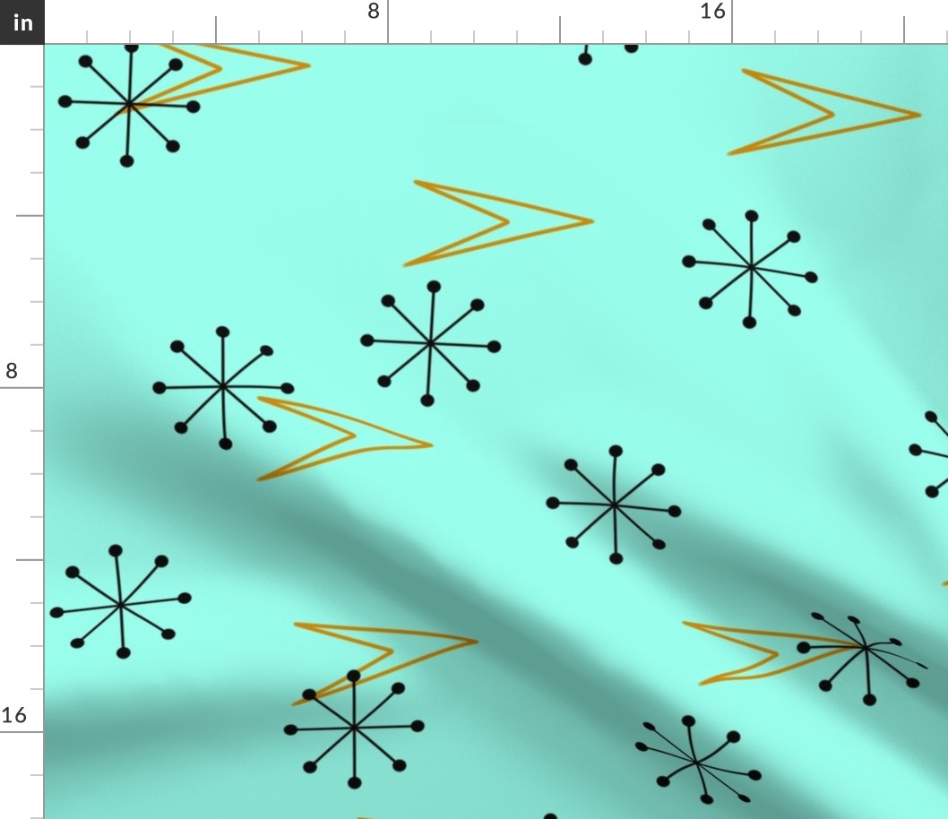 Atomic Turquoise Mid Century Modern Starbursts