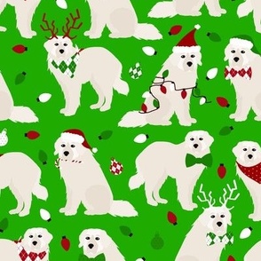 Christmas Great Pyrenees Dogs Green