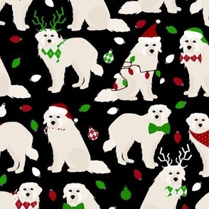 Christmas Great Pyrenees Dogs Black
